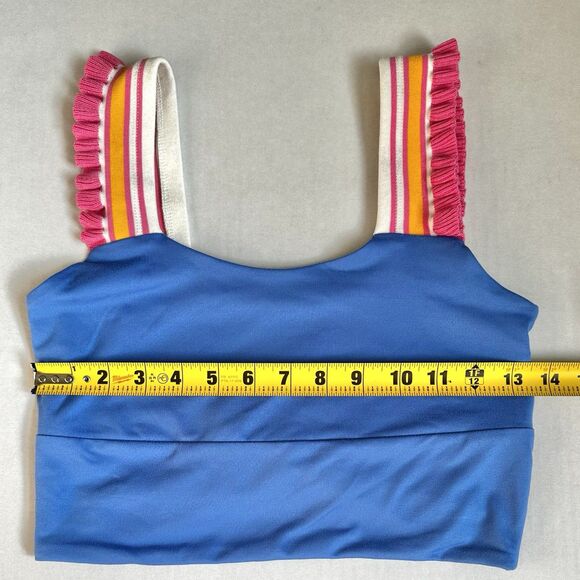 AS Revival Women’s All Along Ruffle Tank Blue Size S Bralette Top Cross Back - Picture 4 of 8